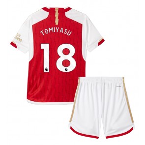 Arsenal Takehiro Tomiyasu #18 Hjemmebanesæt Børn 2023-24 Kort ærmer (+ korte bukser)